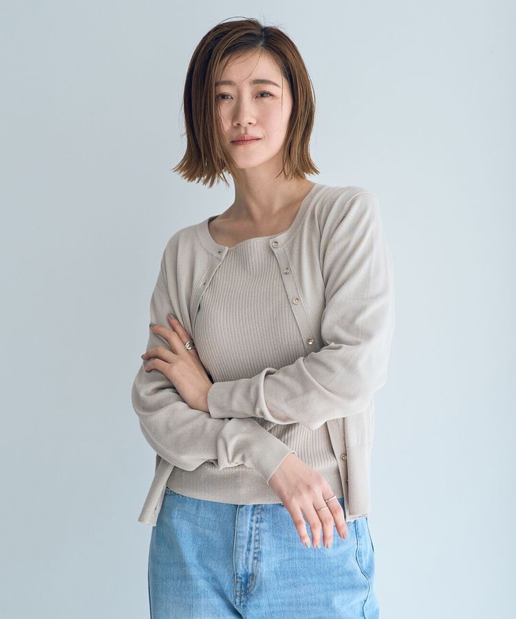 YECCA VECCA「ラメ混クルーネックカーディガン」|カーディガン|