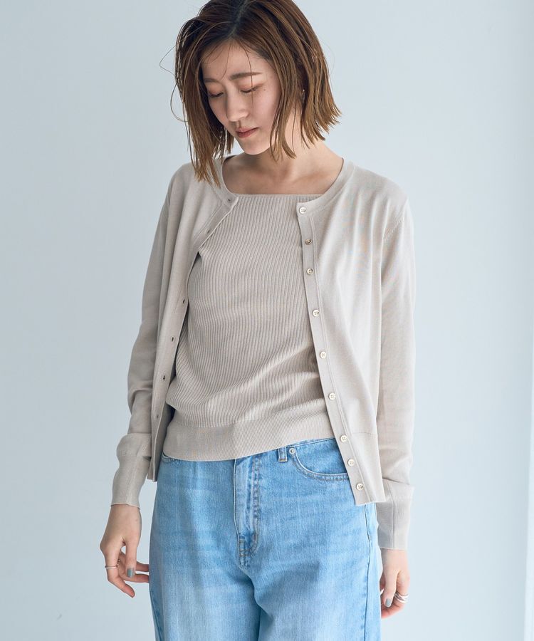 YECCA VECCA「ラメ混クルーネックカーディガン」|カーディガン|