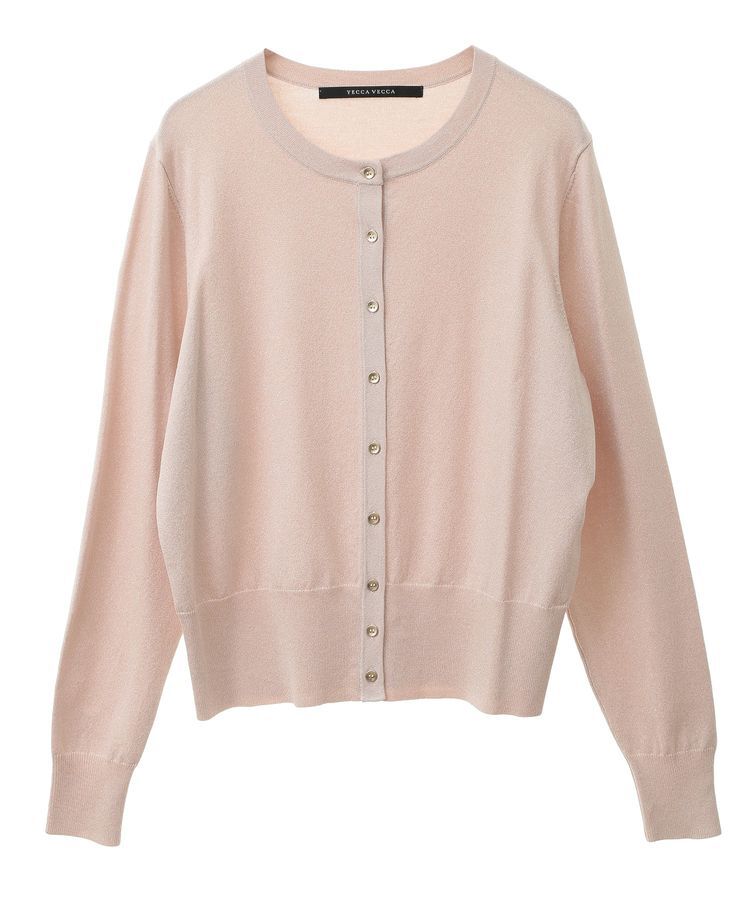 YECCA VECCA「ラメ混クルーネックカーディガン」|カーディガン|