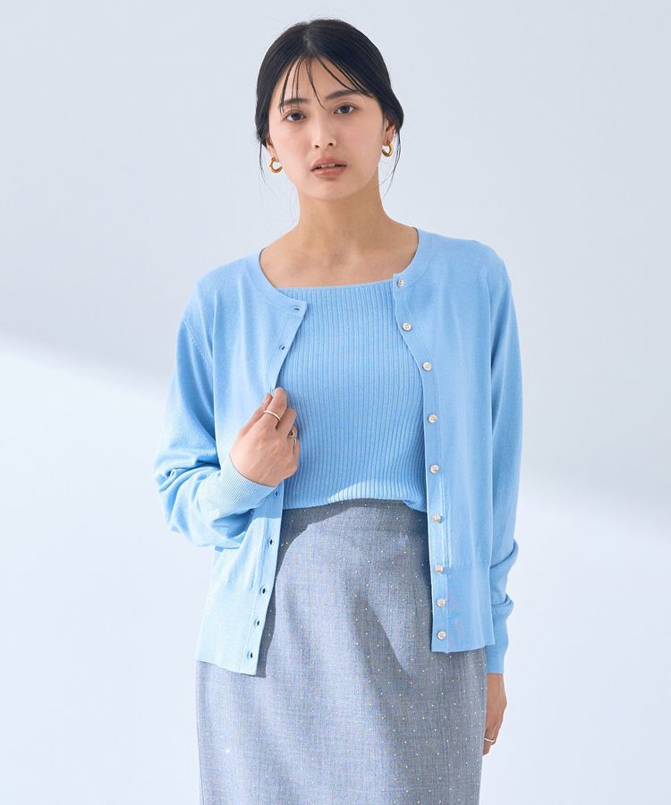 YECCA VECCA「ラメ混クルーネックカーディガン」|カーディガン|