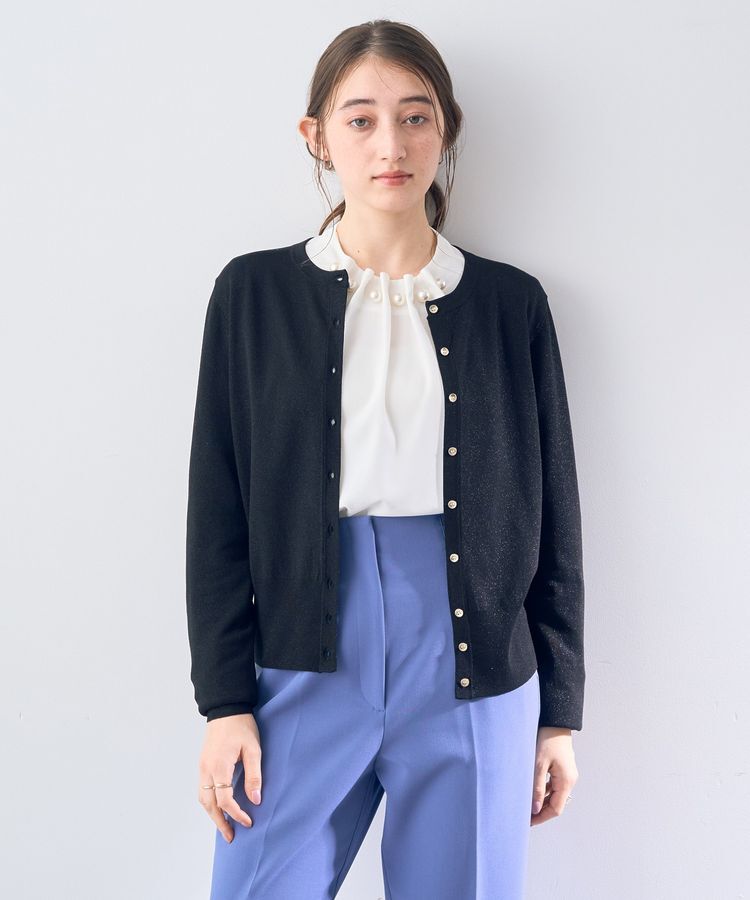YECCA VECCA「ラメ混クルーネックカーディガン」|カーディガン|