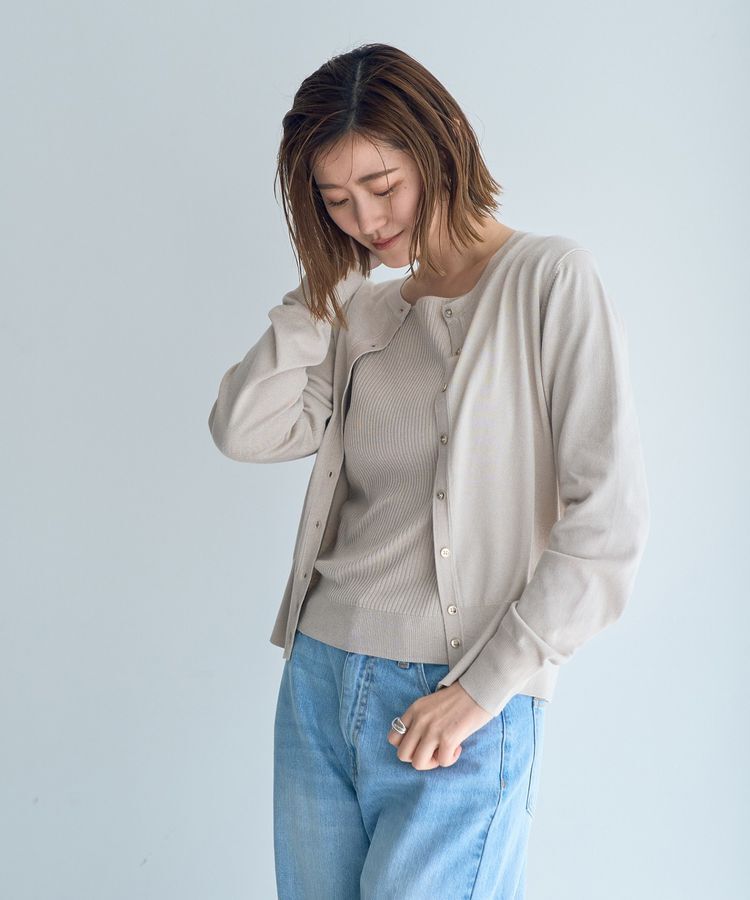 YECCA VECCA「ラメ混クルーネックカーディガン」|カーディガン|