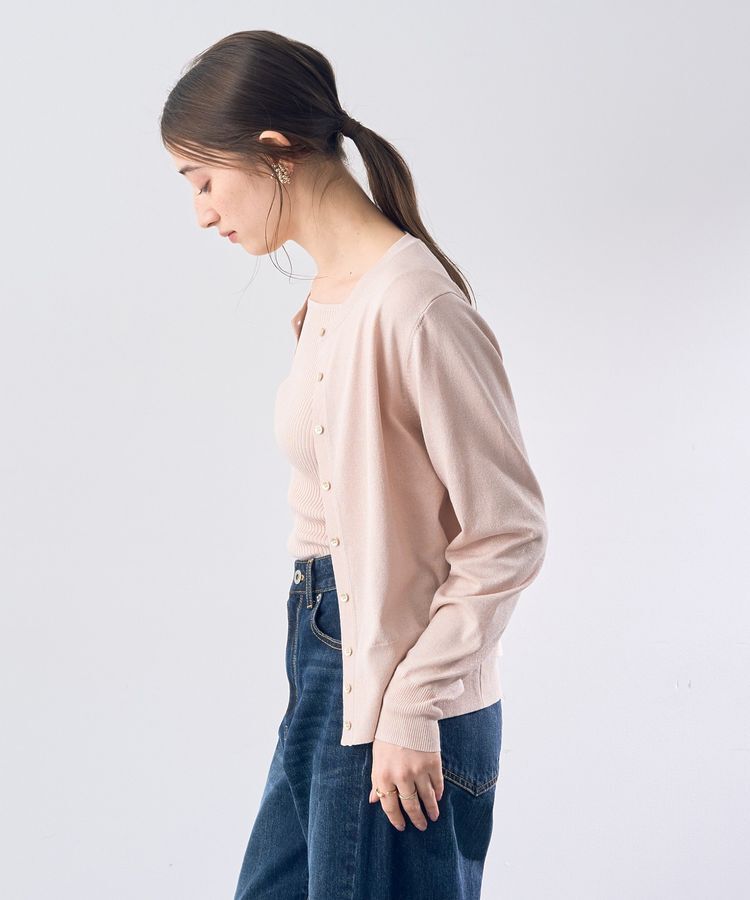 YECCA VECCA「ラメ混クルーネックカーディガン」|カーディガン|