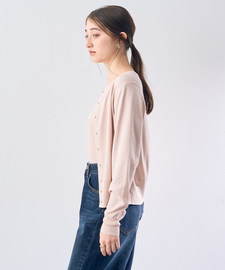 YECCA VECCA「ラメ混クルーネックカーディガン」|カーディガン|