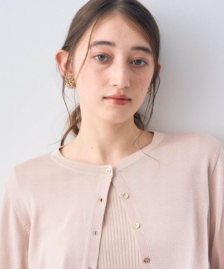 YECCA VECCA「ラメ混クルーネックカーディガン」|カーディガン|