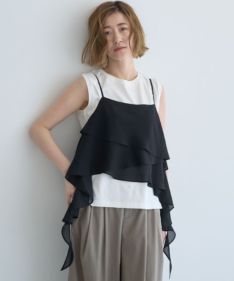 Editt by YECCA VECCA「アシメラッフルオーバーキャミ」|キャミソール|Black