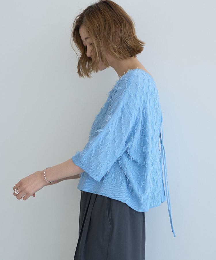 YECCA VECCA「2wayリボンフリンジニットカーディガン」|カーディガン|