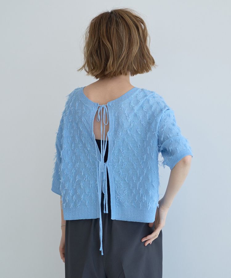 YECCA VECCA「2wayリボンフリンジニットカーディガン」|カーディガン|