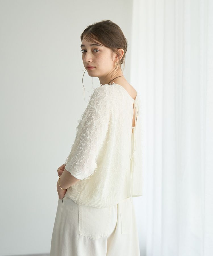 YECCA VECCA「2wayリボンフリンジニットカーディガン」|カーディガン|