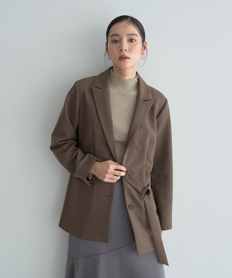 YECCA VECCA「2wayアシメデザインロングジャケット」|テーラードジャケット|