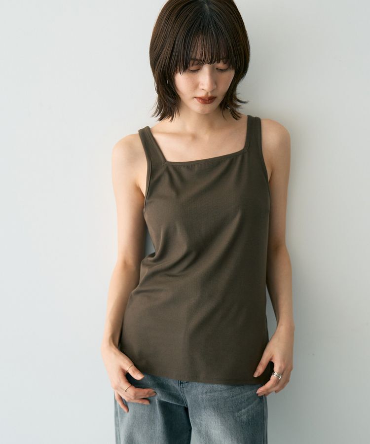 YECCA VECCA「2wayスクエアリブタンクトップ」|キャミソール|Brown