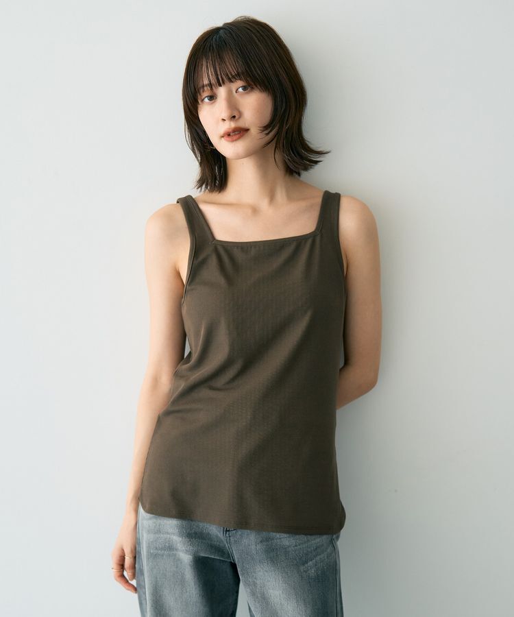 YECCA VECCA「2wayスクエアリブタンクトップ」|キャミソール|