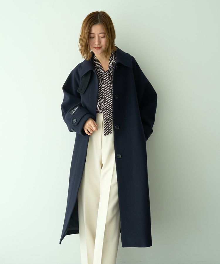 YECCA VECCA「ウール混ステンカラーロングコート」|その他|Dark Navy