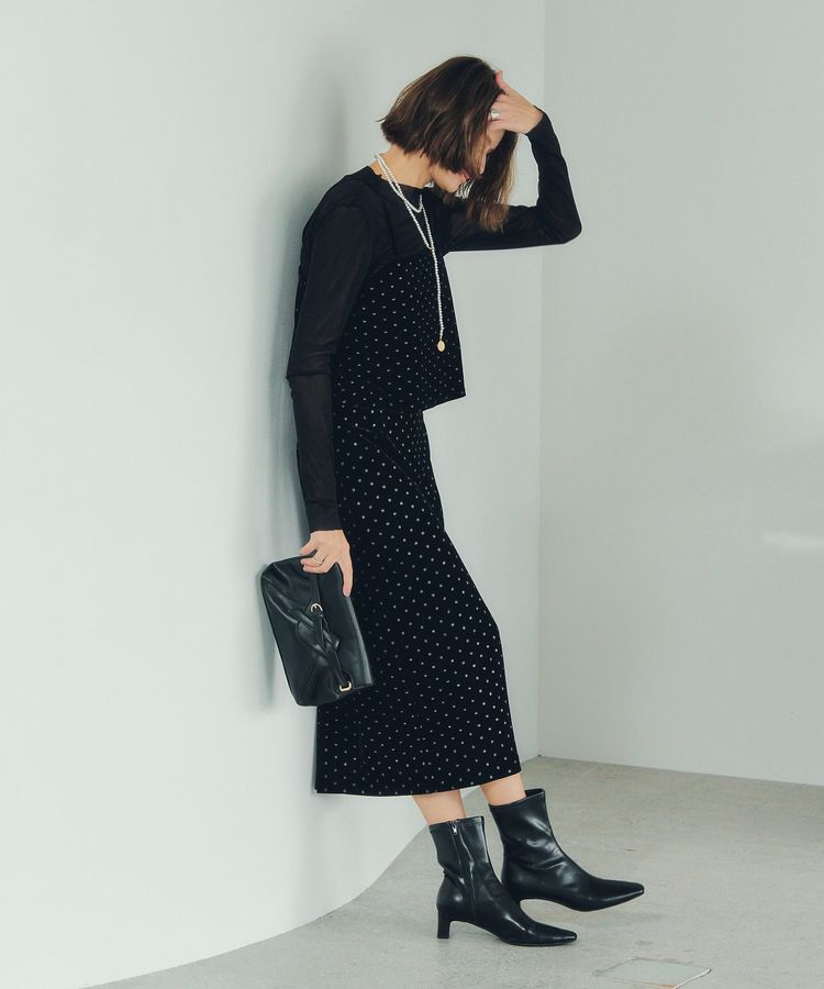 YECCA VECCA「グリッタードットベロアオーバーキャミ」|キャミソール|