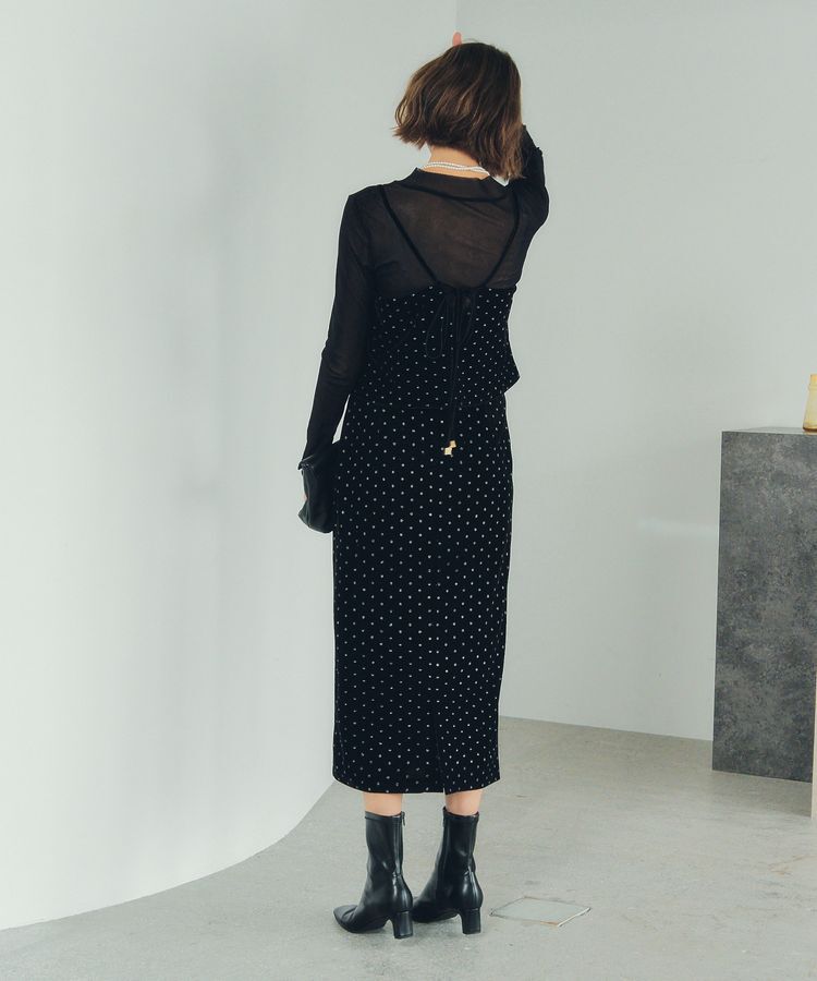 YECCA VECCA「グリッタードットベロアオーバーキャミ」|キャミソール|