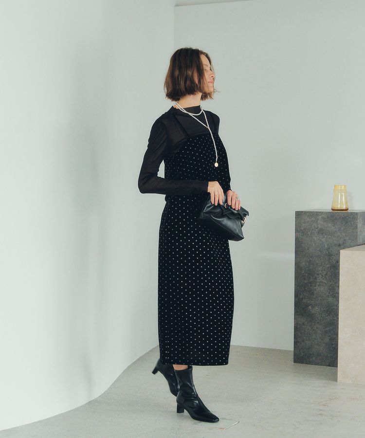 YECCA VECCA「グリッタードットベロアオーバーキャミ」|キャミソール|