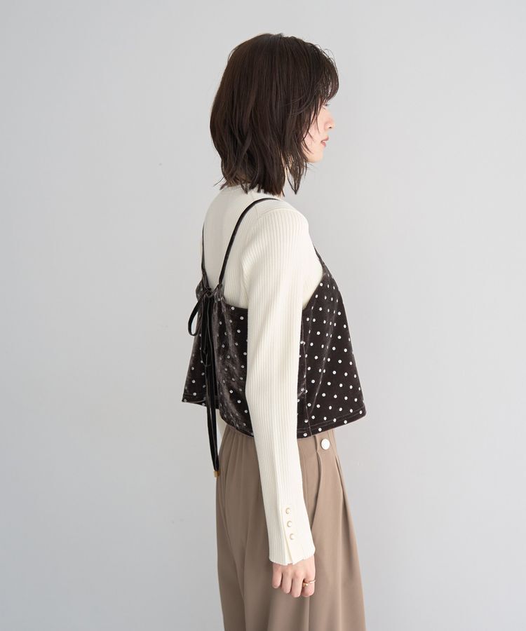 YECCA VECCA「グリッタードットベロアオーバーキャミ」|キャミソール|