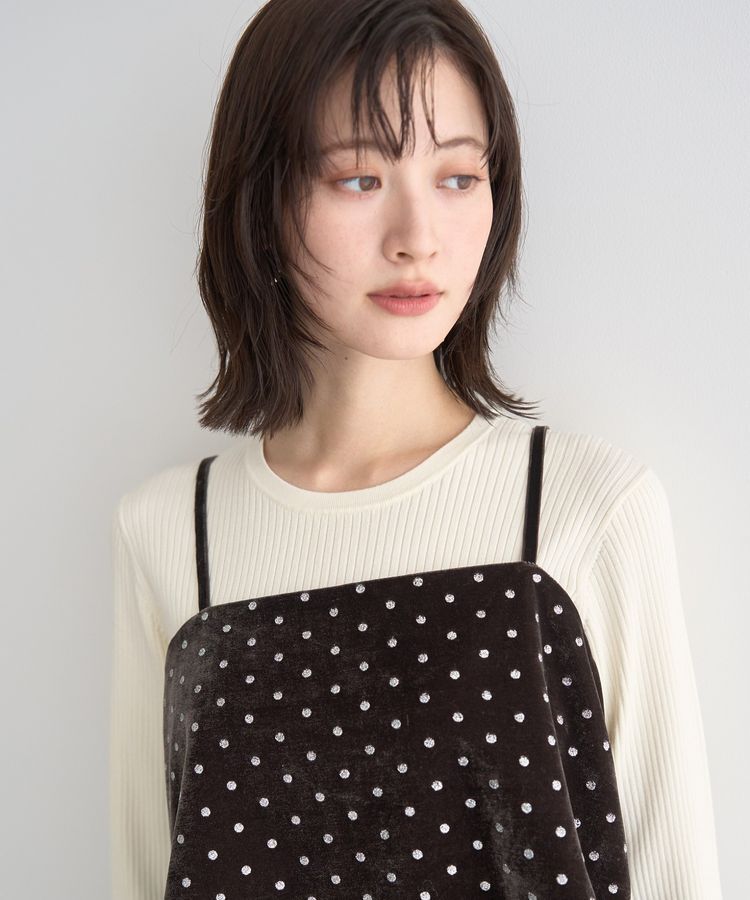 YECCA VECCA「グリッタードットベロアオーバーキャミ」|キャミソール|