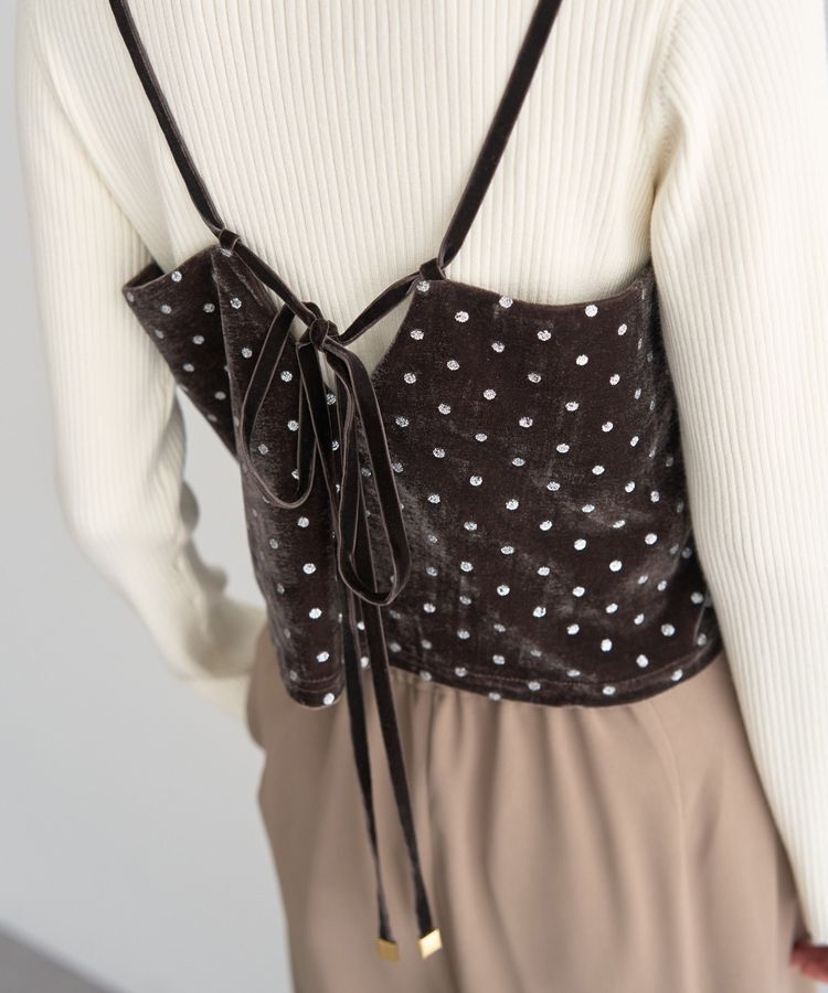 YECCA VECCA「グリッタードットベロアオーバーキャミ」|キャミソール|