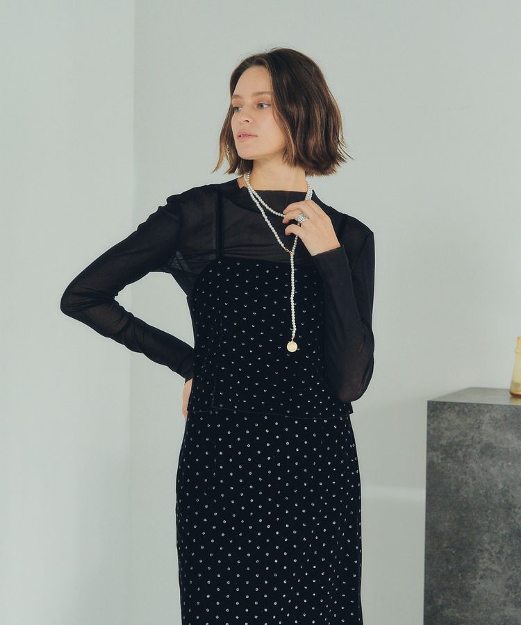 YECCA VECCA「グリッタードットベロアオーバーキャミ」|キャミソール|