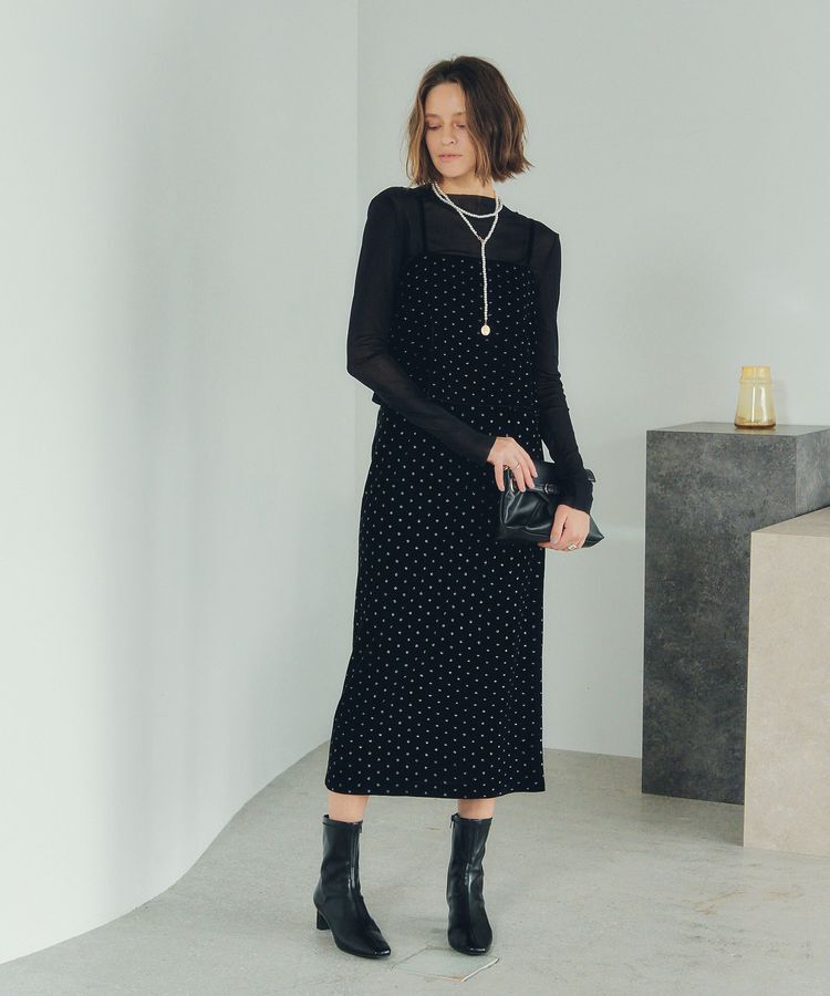 YECCA VECCA「グリッタードットベロアオーバーキャミ」|キャミソール|