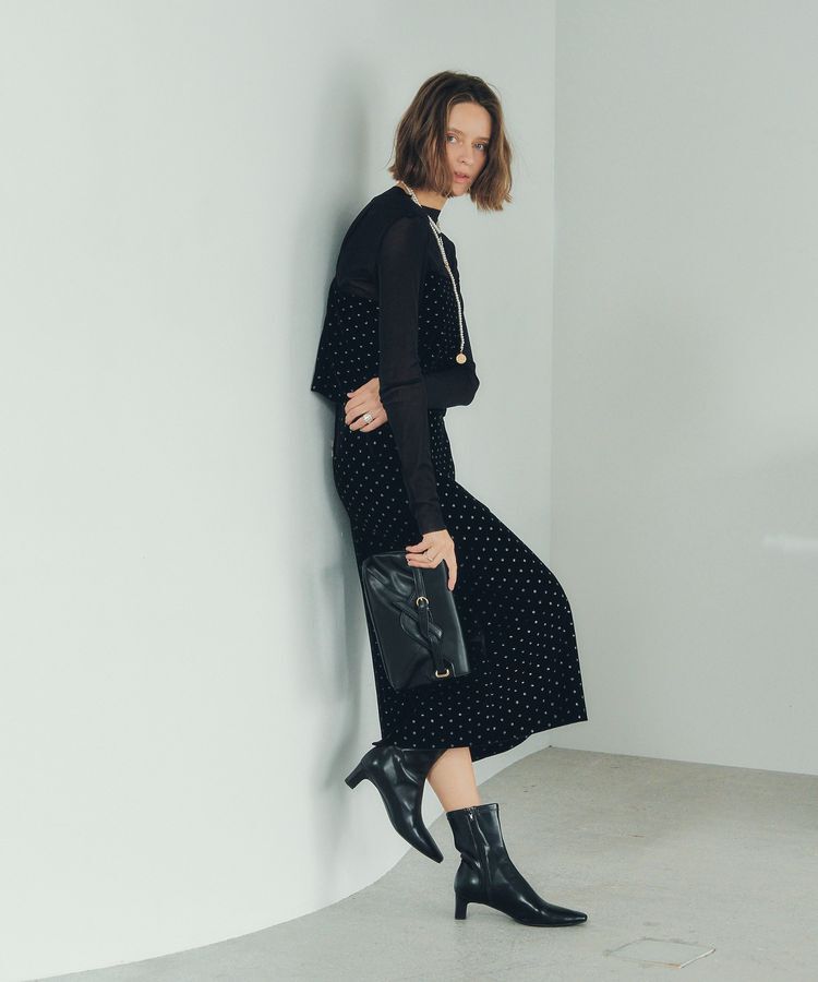 YECCA VECCA「グリッタードットベロアオーバーキャミ」|キャミソール|