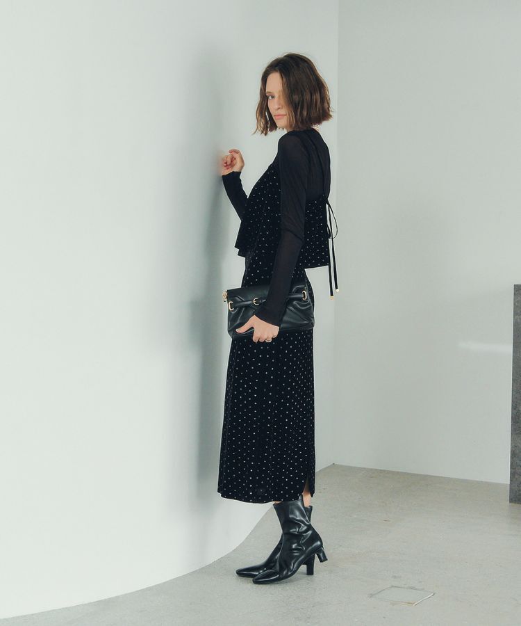 YECCA VECCA「グリッタードットベロアオーバーキャミ」|キャミソール|