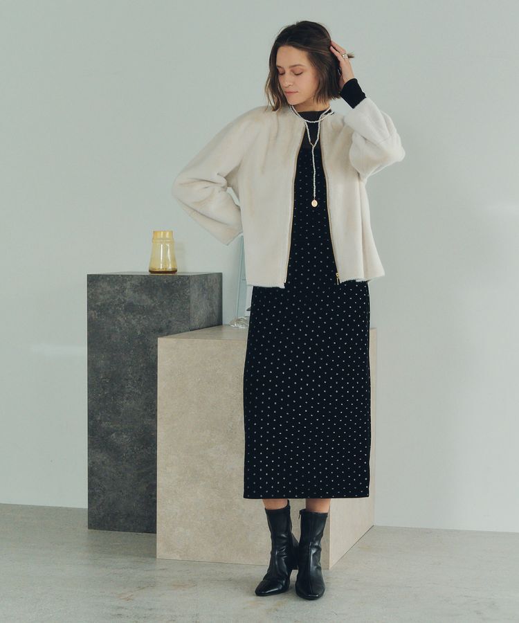 YECCA VECCA「グリッタードットベロアオーバーキャミ」|キャミソール|