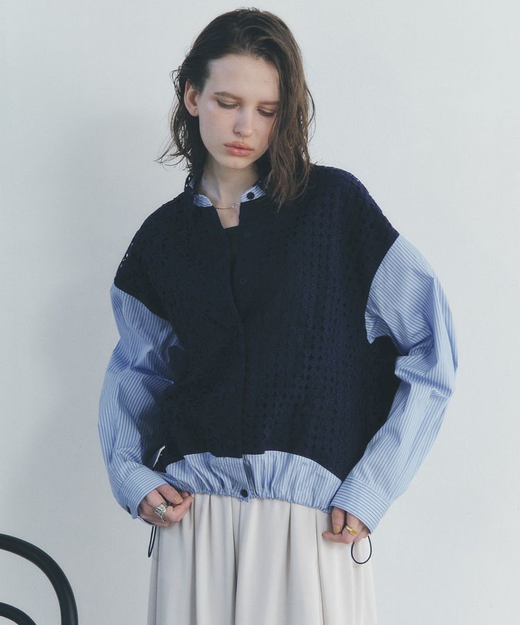 Editt by YECCA VECCA「レースMIXレイヤードデザインシャツ」|シャツ・ブラウス|