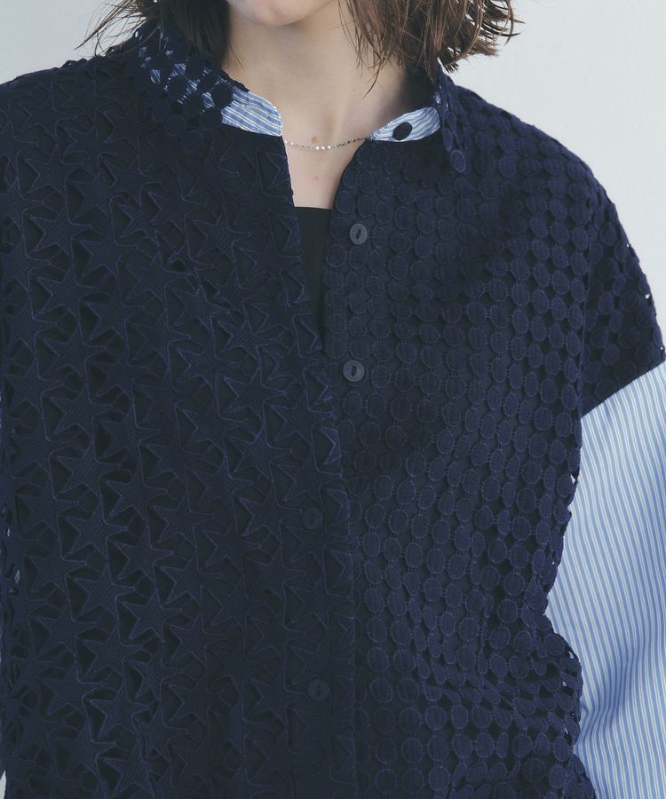 Editt by YECCA VECCA「レースMIXレイヤードデザインシャツ」|シャツ・ブラウス|