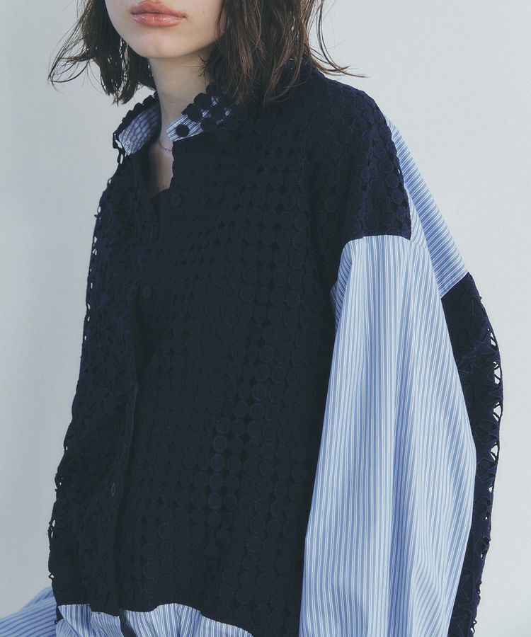 Editt by YECCA VECCA「レースMIXレイヤードデザインシャツ」|シャツ・ブラウス|