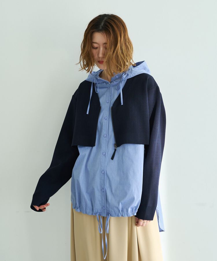 Editt by YECCA VECCA「ZIPニットレイヤードフーディーシャツ」|シャツ・ブラウス|