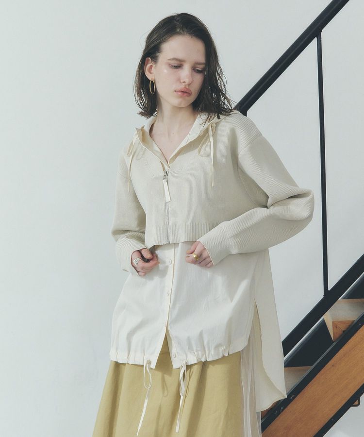 Editt by YECCA VECCA「ZIPニットレイヤードフーディーシャツ」|シャツ・ブラウス|