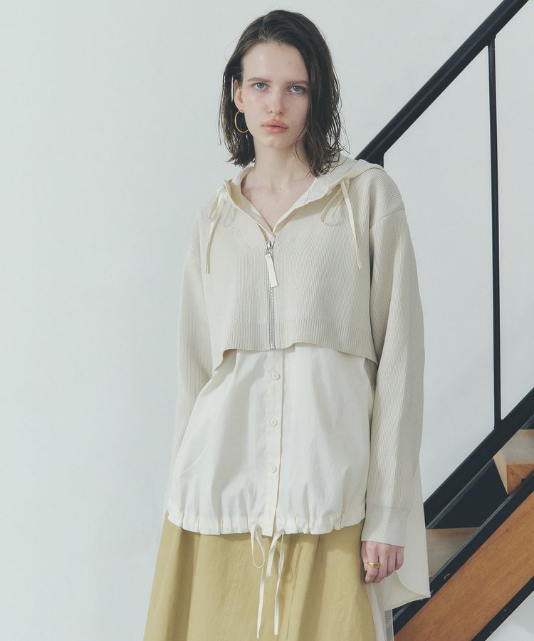 Editt by YECCA VECCA「ZIPニットレイヤードフーディーシャツ」|シャツ・ブラウス|