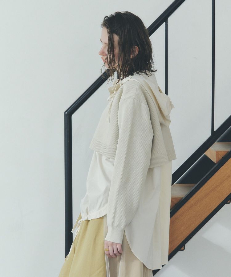 Editt by YECCA VECCA「ZIPニットレイヤードフーディーシャツ」|シャツ・ブラウス|