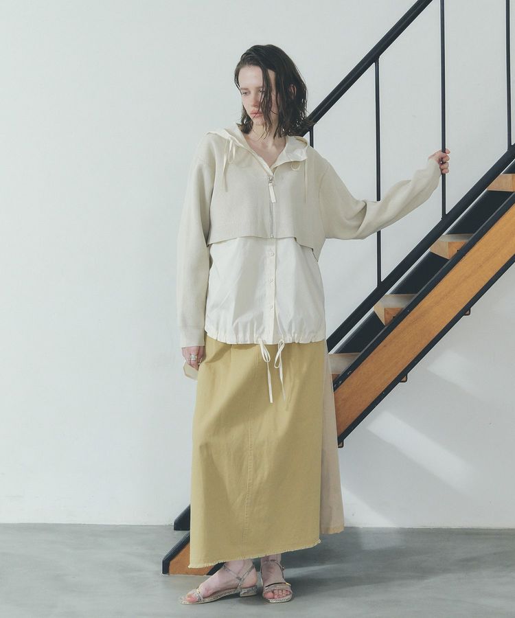 Editt by YECCA VECCA「ZIPニットレイヤードフーディーシャツ」|シャツ・ブラウス|