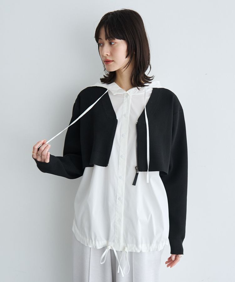 Editt by YECCA VECCA「ZIPニットレイヤードフーディーシャツ」|シャツ・ブラウス|