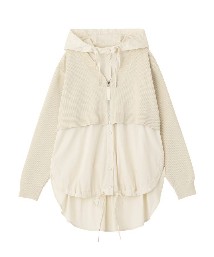 Editt by YECCA VECCA「ZIPニットレイヤードフーディーシャツ」|シャツ・ブラウス|