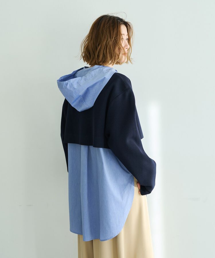 Editt by YECCA VECCA「ZIPニットレイヤードフーディーシャツ」|シャツ・ブラウス|