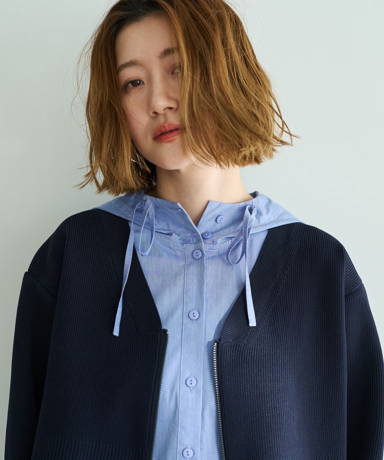 Editt by YECCA VECCA「ZIPニットレイヤードフーディーシャツ」|シャツ・ブラウス|