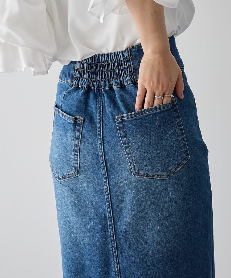 YECCA VECCA「フロントZIPハイウエストデニムスカート」|タイト|