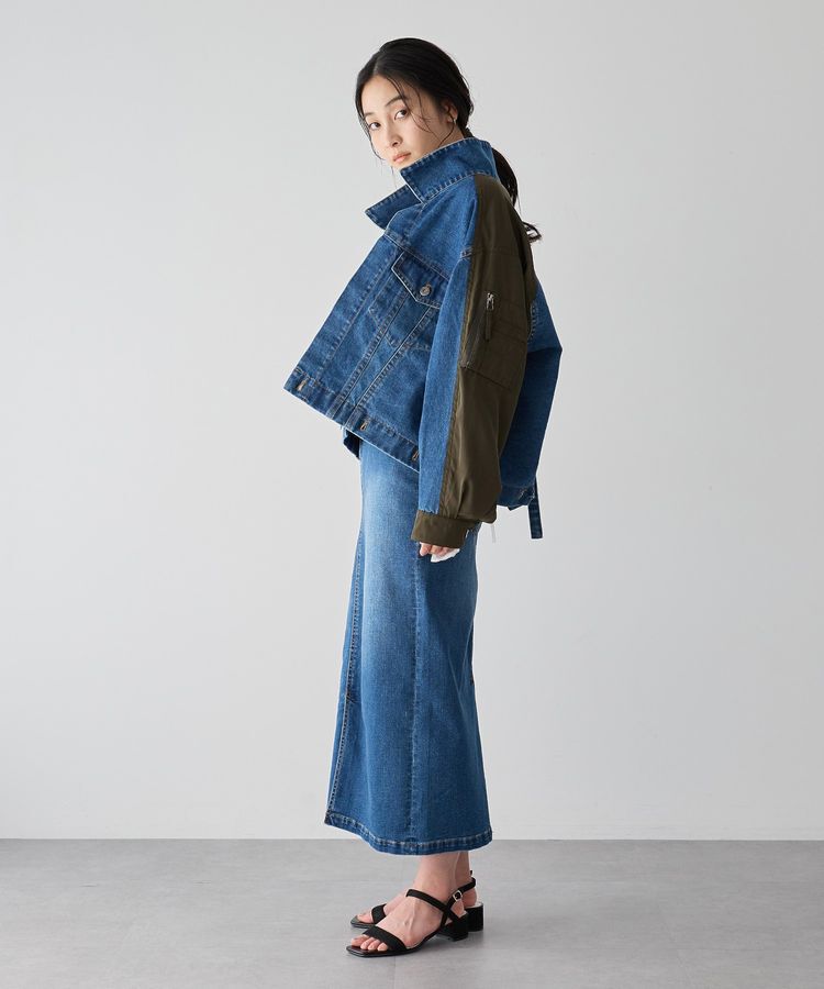 YECCA VECCA「フロントZIPハイウエストデニムスカート」|タイト|
