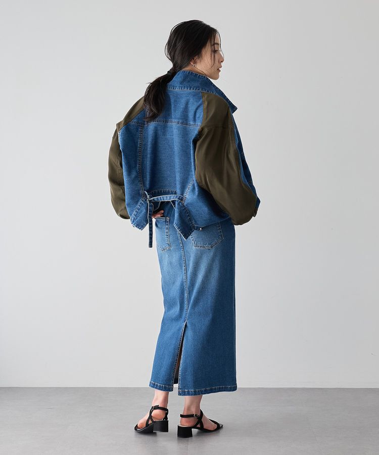 YECCA VECCA「フロントZIPハイウエストデニムスカート」|タイト|