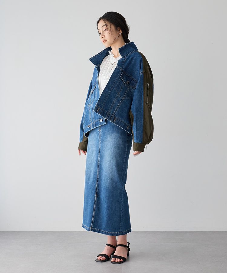 YECCA VECCA「フロントZIPハイウエストデニムスカート」|タイト|