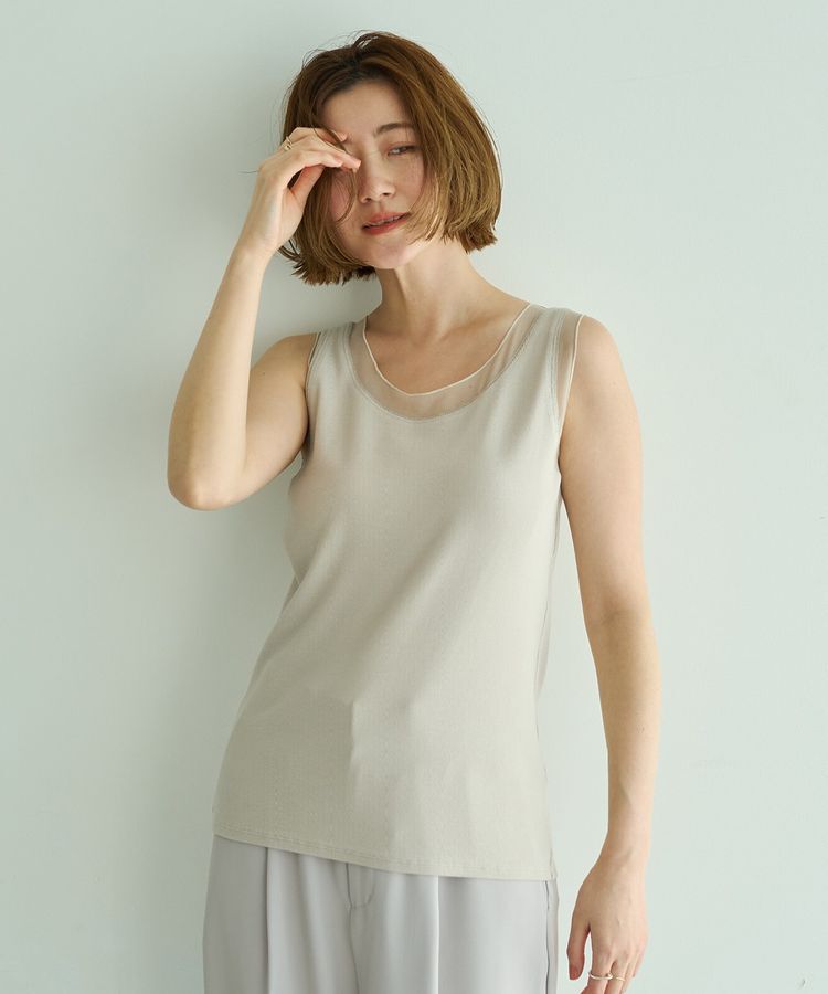 YECCA VECCA「チュールMIXリブインナー」|キャミソール|