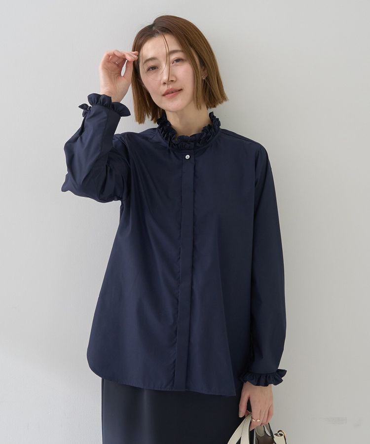 YECCA VECCA「イージーケアフリルカラーシャツ」|シャツ・ブラウス|Navy