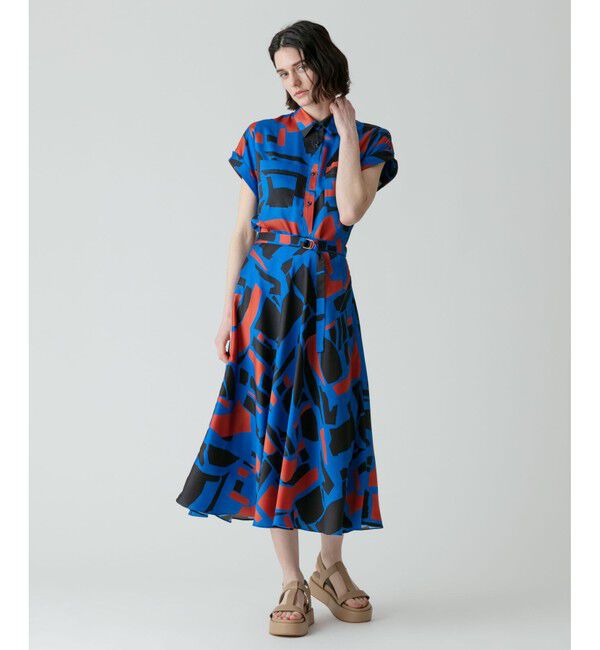 allureville「【セットアップ対応商品】ブロックキカプリントフレアスカート」|スカート|