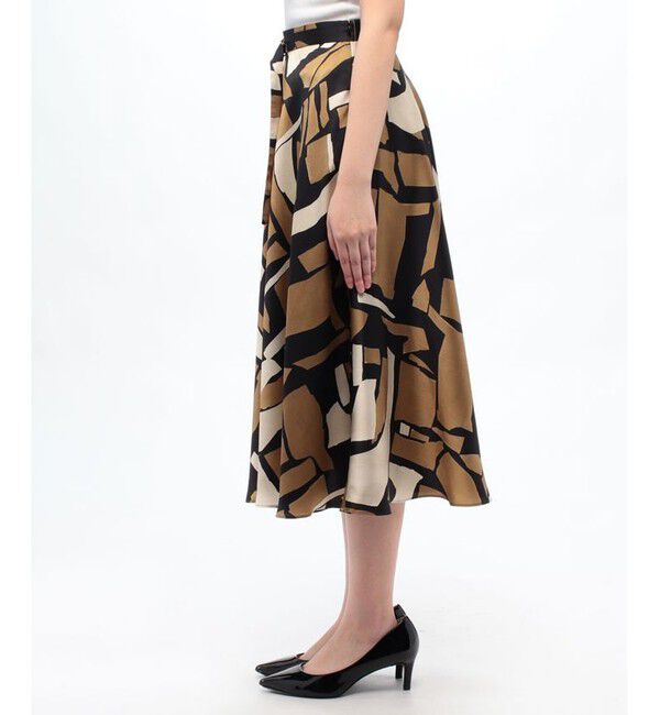 allureville「【セットアップ対応商品】ブロックキカプリントフレアスカート」|スカート|