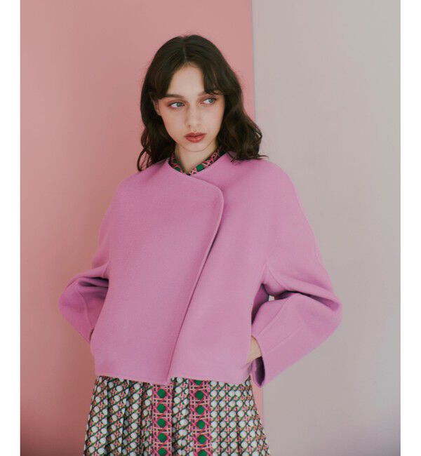 LOULOU WILLOUGHBY「【LOULOU WILLOUGHBY】シャルムビーバーリバージャケット」|ノーカラージャケット|ピンク