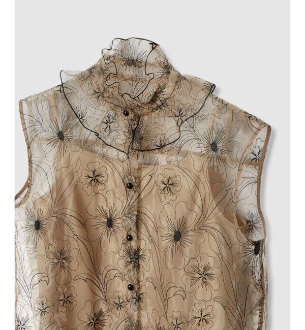 LOULOU WILLOUGHBY「【LOULOU WILLOUGHBY】オーガンジーフラワー刺繍ブラウス」|シャツ・ブラウス|